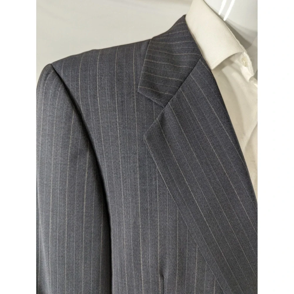 HICKEY FREEMAN Sport Coat Suit Top Wool Cashmere Blazer Jacket 42L pin Stripe